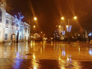 View of illuminated city at night