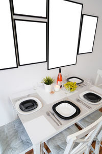 Empty chairs and table