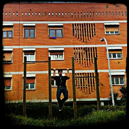 building exterior, architecture, built structure, window, residential building, residential structure, house, building, orange color, brick wall, facade, no people, red, outdoors, auto post production filter, city, day, exterior, in a row, balcony