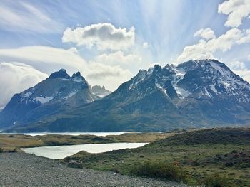 Scenic view of mountains against sky