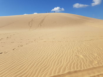 Sand dune in desert against sky