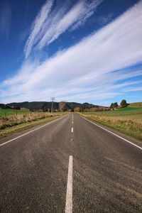 Empty road leading towards mountains