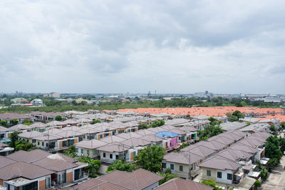 High angle view of townscape against sky