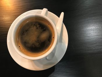 High angle view of coffee on table