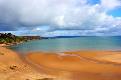 Scenic view of beach against sky