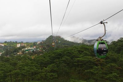 Overhead cable car against sky