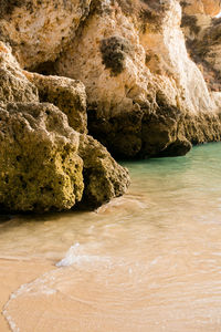 Rock formation on lagoa beach in portugal