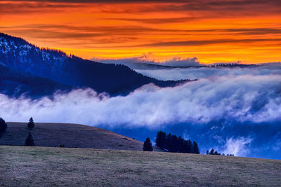 Scenic view of landscape during sunset