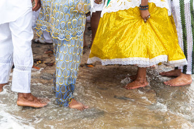 Members of candomble are participating in the tribute to iemanja on itapema beach 