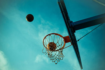 Low angle view of basketball hoop against sky