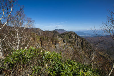 Scenic view of landscape against clear blue sky