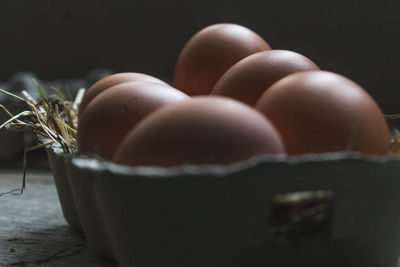 Close-up of eggs on table