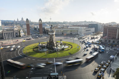 High angle view of city street