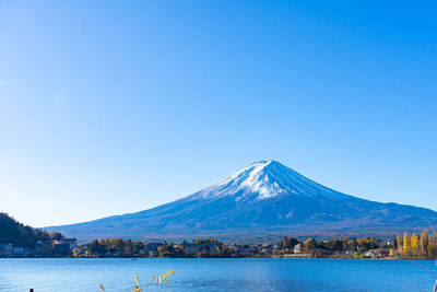 Beautiful landscape view of mountain fuji famous landmark at japan.