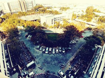 High angle view of city street