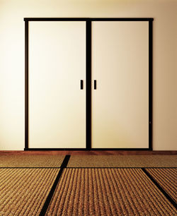 Closed door of building