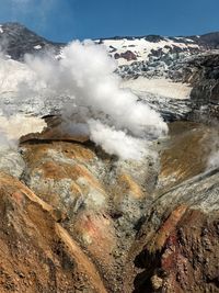 Aerial view of volcanic landscape