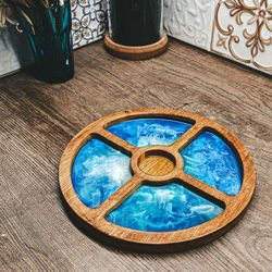 Close-up high angle view of blue table