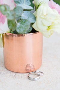 Close-up of ice cream in glass on table