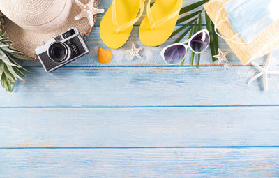 High angle view of sunglasses on table