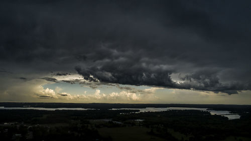 Scenic view of storm clouds over sea