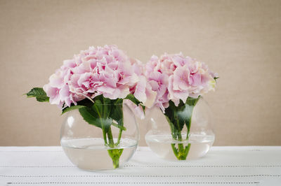 Close-up of flower vase on table