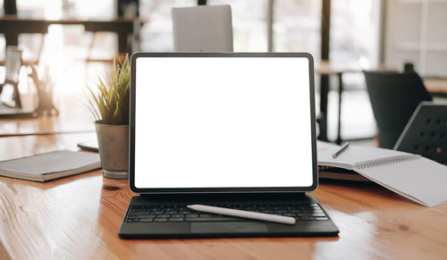 Laptop on table