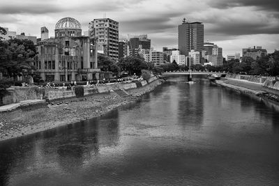 River by hiroshima peace memorial in city