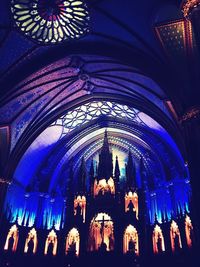 Low angle view of illuminated ceiling in building