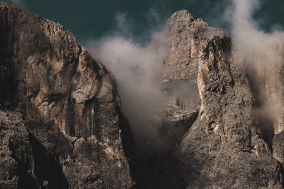 Smoke emitting from volcanic mountain