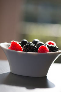 Close-up of strawberries in bowl