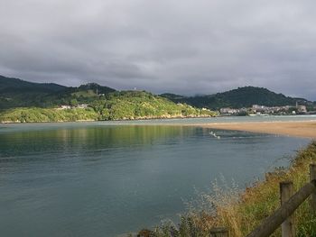 Scenic view of sea against cloudy sky