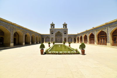 Panoramic view of historic building against clear sky