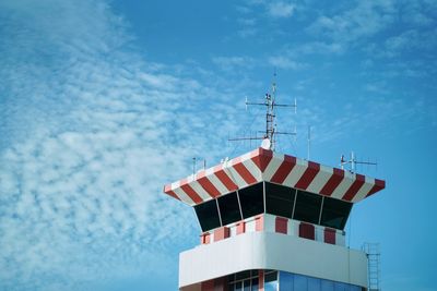 Low angle view of building against blue sky