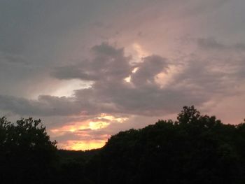 Silhouette of trees against cloudy sky