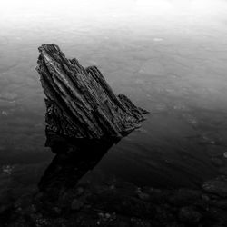 High angle view of rock formation against sky