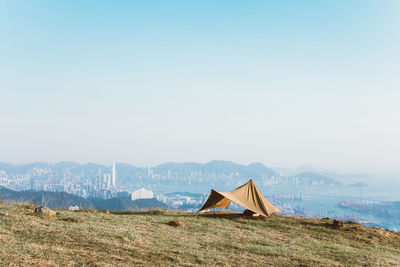 Built structure on land against clear sky