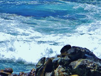 Scenic view of sea and rocks