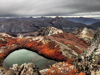 Scenic view of landscape against cloudy sky