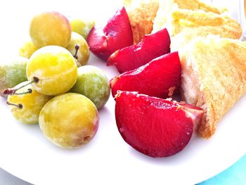 Close-up of fruits in plate