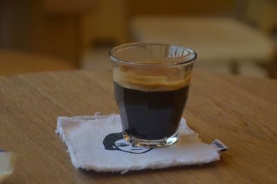 Close-up of coffee on table