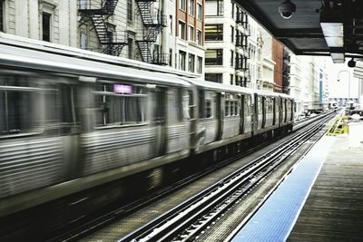 Railroad tracks in city