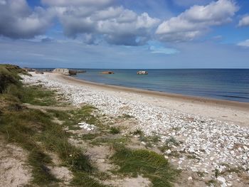 Scenic view of beach against sky