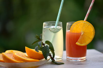 Close-up of orange fruit on table