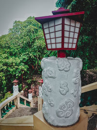 Close-up of railing against building