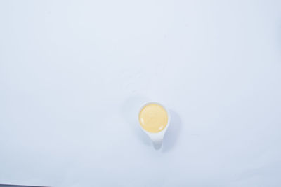 High angle view of breakfast on white background