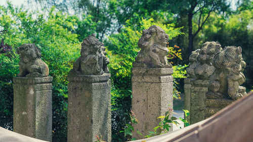 Stone lion sculptures