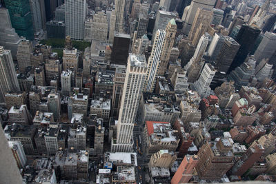 High angle view of city buildings