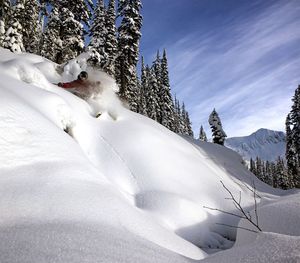 High angle view of person in snow