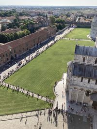 High angle view of buildings in pisa 